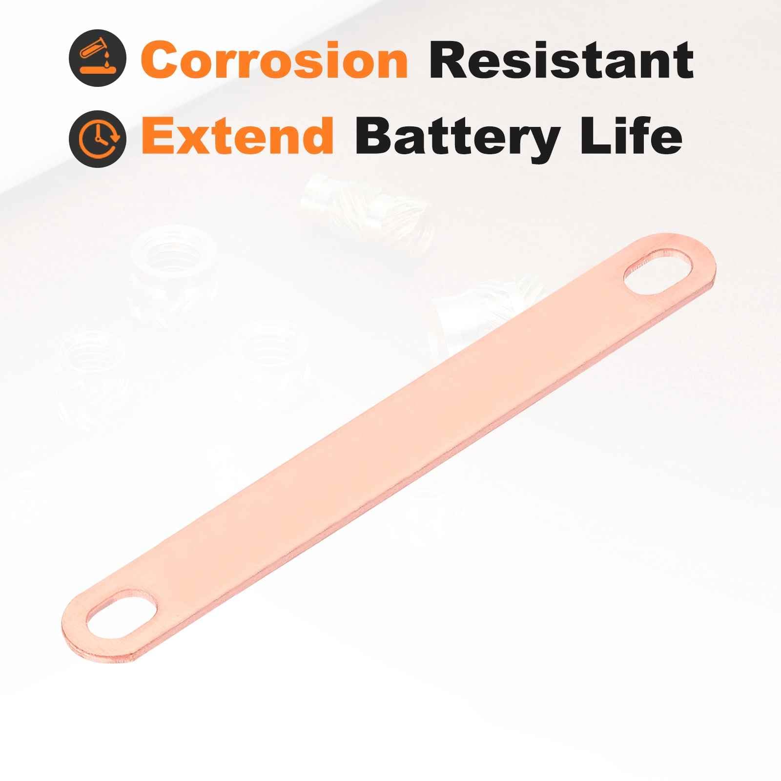 MECCANIXITY Lot de 5 connecteurs de barre omnibus plat en cuivre rouge plaqué nickel pour cellules LiFePO4 - Connecteur de barre omnibus - 80 mm - Cuivre rouge