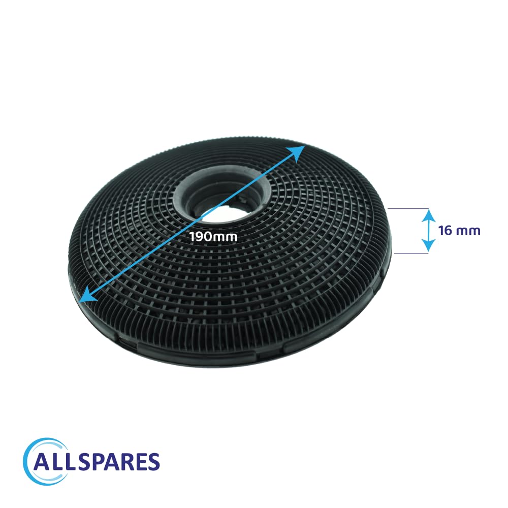 AllSpares Lot de 2 filtres à charbon actif pour hotte aspirante AEG-Electrolux & Zanussi Type 190 / ECFB02 / ECFBLL01 (diamètre : 190 mm)