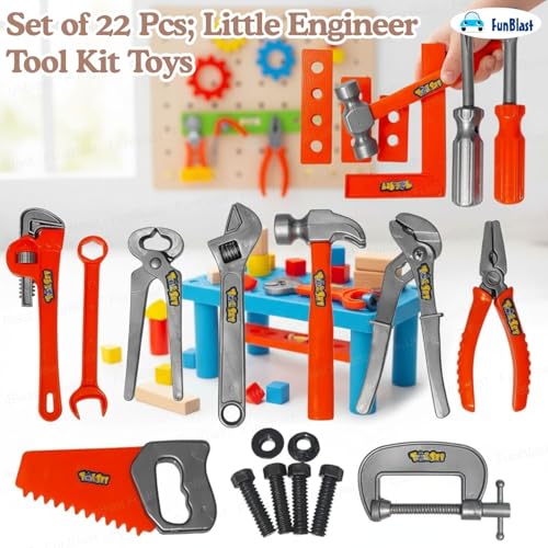 Image of FunBlast Tool Kit Set Toy for Kids, Set of 22 Pcs; Little Engineer Tool Kit Toys, Pretend Play Toys for Boys, Role Play Toys for Toddlers, Learning Toy for Boys, Children (Multicolor)