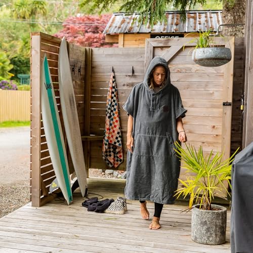 Slowtide Cotton Towel Changing Poncho – Warm & Absorbent Hooded Surf Poncho with Pocket, Great for Beach, Pool, & Outdoor Use4