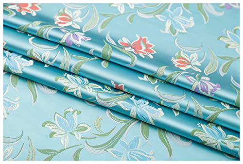 Tela de brocado jacquard azul cielo para confeccionar tu cheongsam y cojines florales