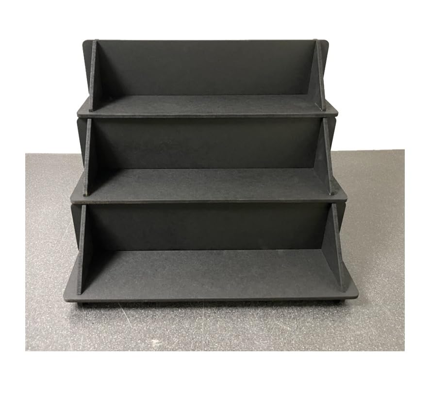 MDF Black 3 Tier Solid Back Display Craft Table Stand - Size 370mm x 324mm x 320mm - For Craft Fairs, Market Stall Display Shelf, Shop Display Stands, Makeup Stand, Perfume display shelf