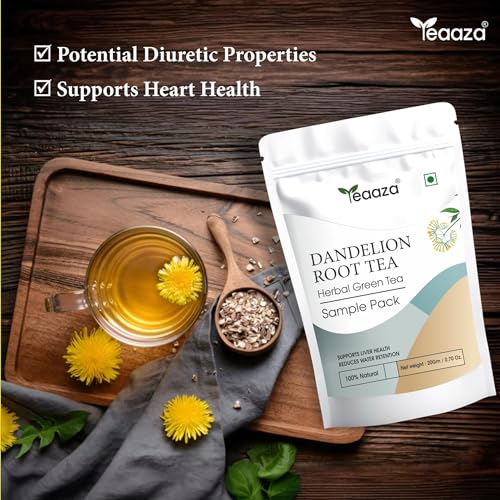 Image of Teaaza Dandelion Root Tea | Organic Dandelion Tea for Liver Detox, Weight Management| Improves Kidney Function & Digestive Health | 20 Grams Loose Tea Leaves-10 Cups | Caffeine Free-Sample Pack