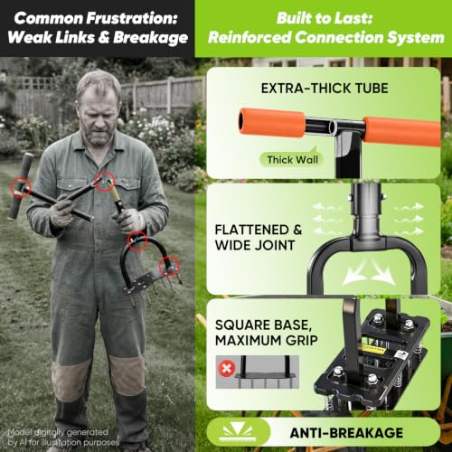 Image of Sakerplus Aerator Lawn Tool, Spike Lawn Aerator with Self-Cleaning Tines