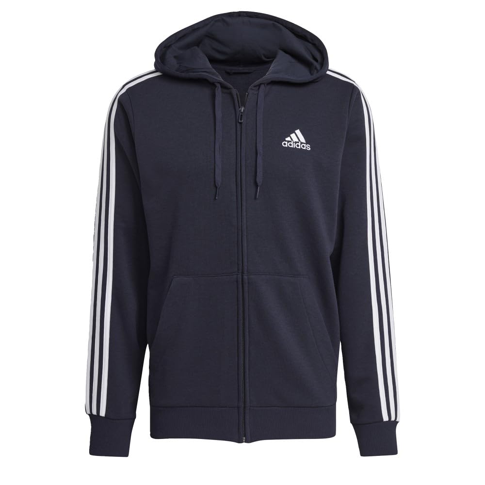 adidasMen's Essentials French Terry 3-stripes Full-zip Hoodie