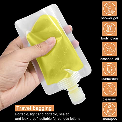 Refillable Squeeze Pouch 15PCS Clear Travel Shampoo Squeezable Bags 100ML Travel Containers Kitsch Travel Set Stand Up Pouch for Toiletry Lotion Shower Gel Mouthwash Leakproof Cosmetic Containers