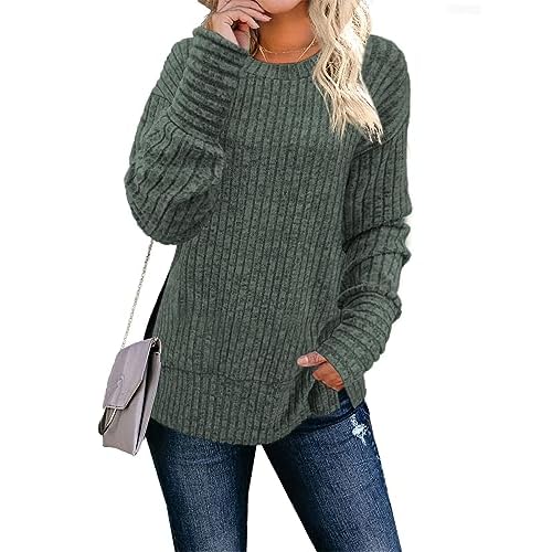 JomeDesign Sweaters for Women Long Sleeve Shirts Crew Neck Sweatshirt Lightweight Casual Tunic Tops