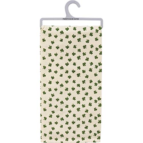 Primitives-by-Kathy-Irish-Kisses-Shamrock-Wishes-Dish-Towel-20-inches-x-26-inches-WhiteGreen Primitives by Kathy Irish Kisses Shamrock Wishes Dish Towel 20 inches x 26 inches WhiteGreen