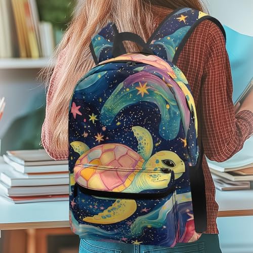 Boys Girls Animal School Bag with Front Pocket Lightweight Stars Sea Turtle Backpack for Girls Boys Adjustable Shoulder Comfy Back Daily Back To School Backpack 17 Inch3