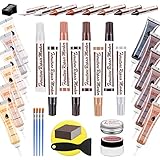 Laminat Reparaturset 41pcs Parkett Holz Möbel Reparatur Kit Holz Füller Touch Up Marker Wachs Sticks Wartung Mischfarben Holzkitt Abdeckung Oberfläche Kratzloch für Hartholz Holzboden Tür Tisch