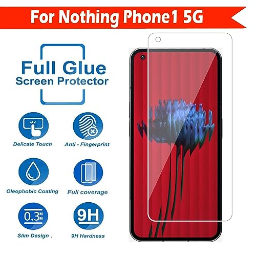 Image of Tempered Glass Screen Protector Compatible for Nothing Phone 1 5G with Full Screen Coverage; Except Edges and Easy Installation Kit(Transparent), Pack of 1