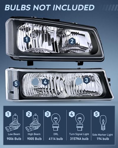 Image of Nilight Headlight & Taillight Assembly Combo for 2003-2006 Chevy Silverado