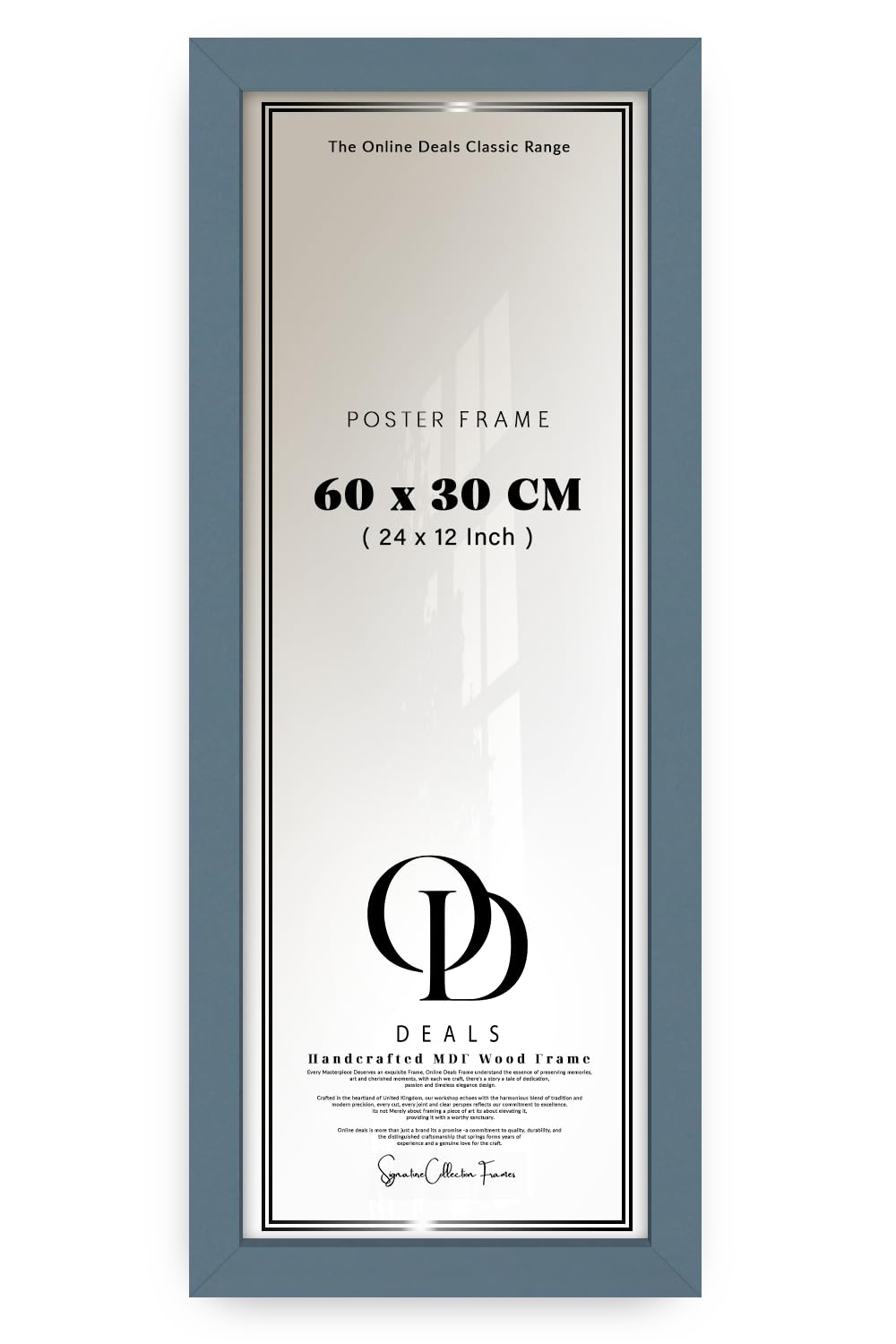 OD Deals 60x30cm (600x300mm) MDF Poster FrameFlat Style | Shatterproof Acrylic Front | Sawtooth Hangers | Horizontal & Vertical Wall Mounted Display Dark Grey