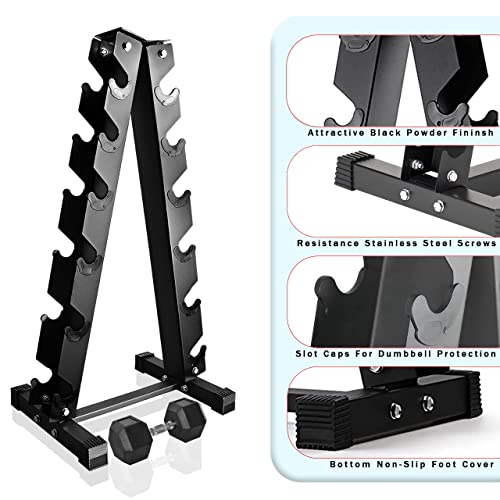 FK Sports 6 Tier Dumbbell Rack Black Heavy Duty Steel Dumbell Rack ...