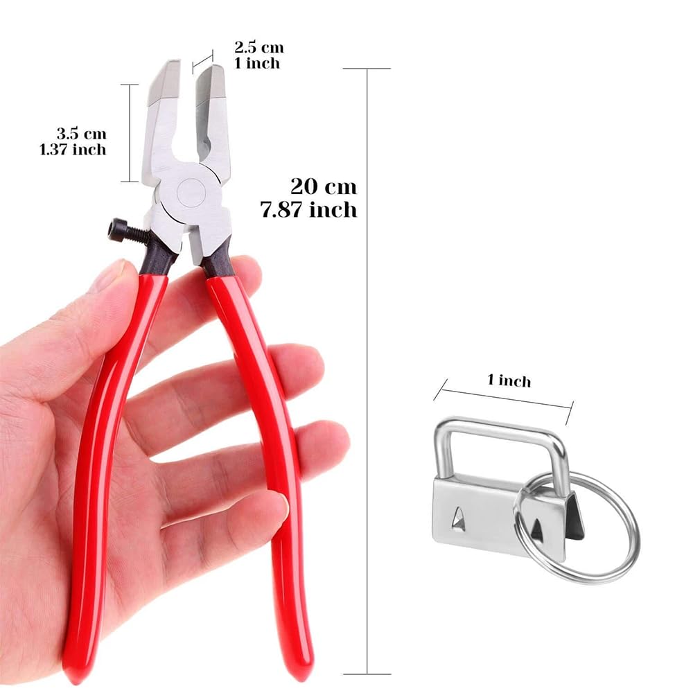 Crozgan 50Pcs Key Fob Hardware Set,1inch Silver Key Fob Hardware with 1pc Key Fob Pliers Flat Jaws for Keychain and Wristlet Clamp,Making Hardware Supplies - Image 2