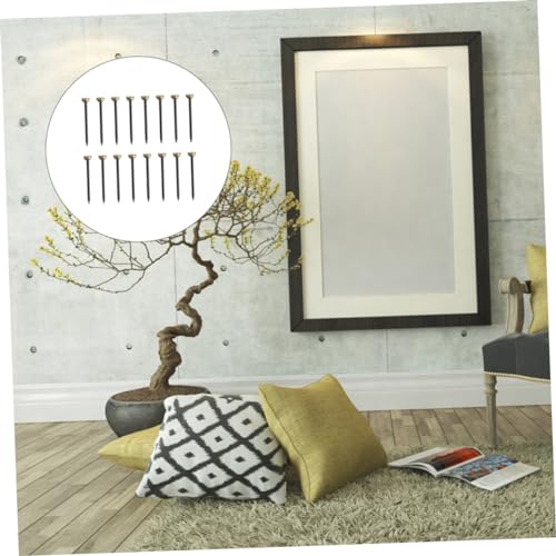 Image of Vaguelly 60pcs Copper Head Nail Picture Hangers Picture Hanging Nails Hanging Picture Hook Pin Hanging Photo Hook Pin Frame Nails Picture Hanging Hardware Copper Head Iron Nail Black