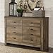 Signature Design by Ashley Trinell Rustic 6 Drawer Dresser with Safety Stop for Bedroom, Dark Brown