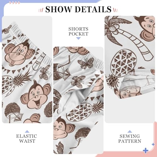 ZZXXB Monkey Coconut Pineapple Boys Long Pants Soft Trousers Elastic Waist Kids Lounge Bottoms with Pockets S-XL4