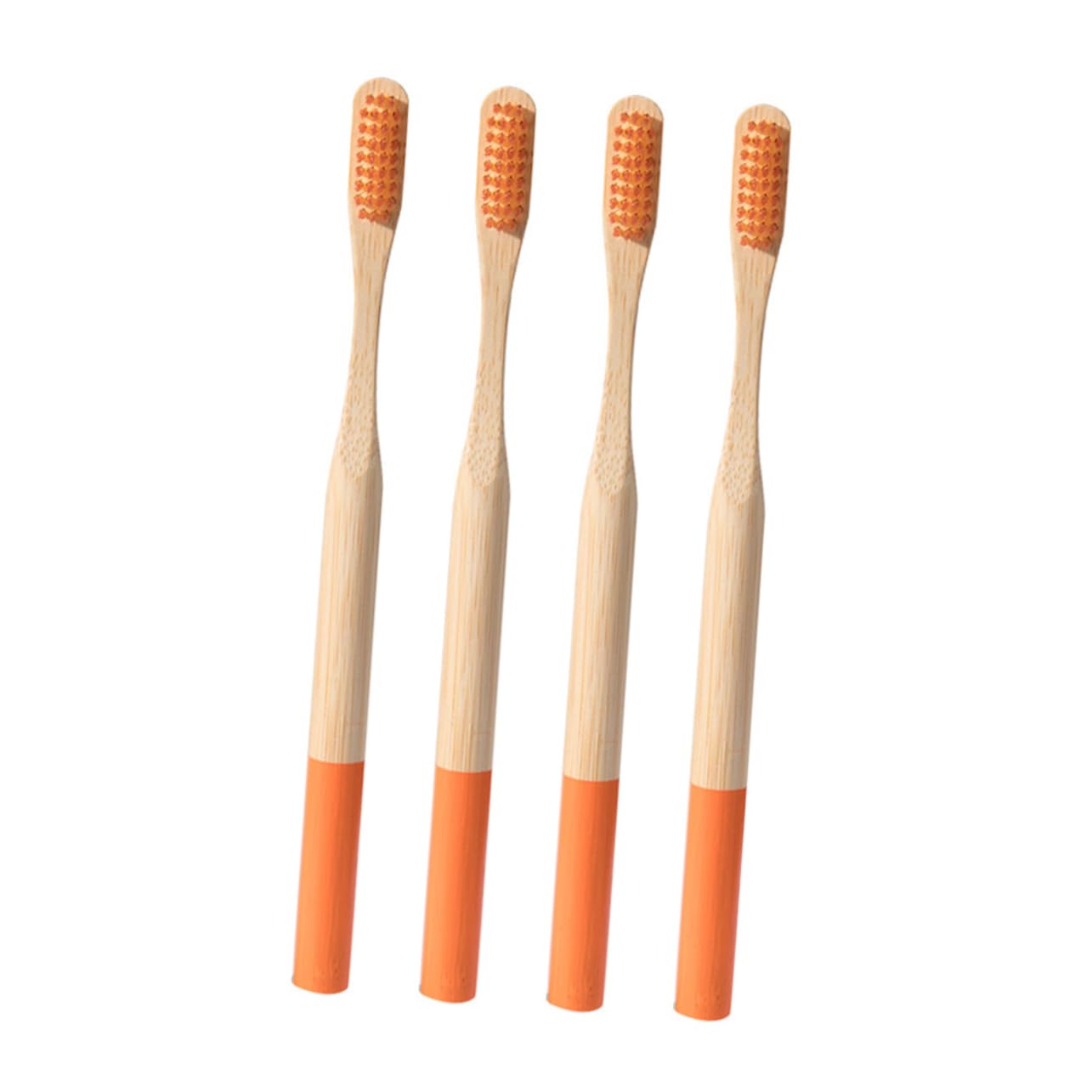 3 Set Spazzolino Da Denti Per Adulti Sensibile Ultra Morbido Spazzolini Da Denti Eco Scovolini Per Denti Spazzolino Manuale Spazzolino Da Denti Portatile Di Legno Orange 4 Pezzi*3