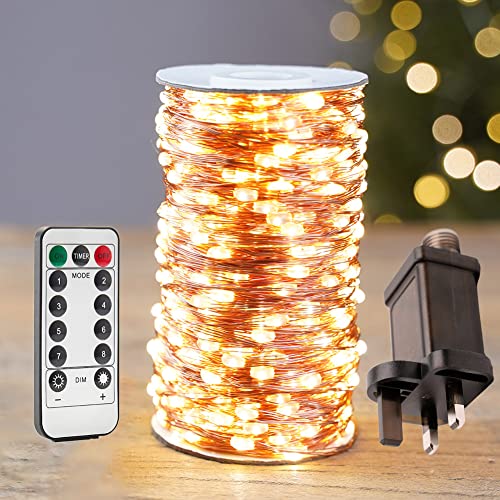 RESNICE 200Ft Long Fairy Lights Plug in Waterproof Outside Copper Wire String Lights with Remote 600 High-Bright LEDs for Garden Porch - Image 3