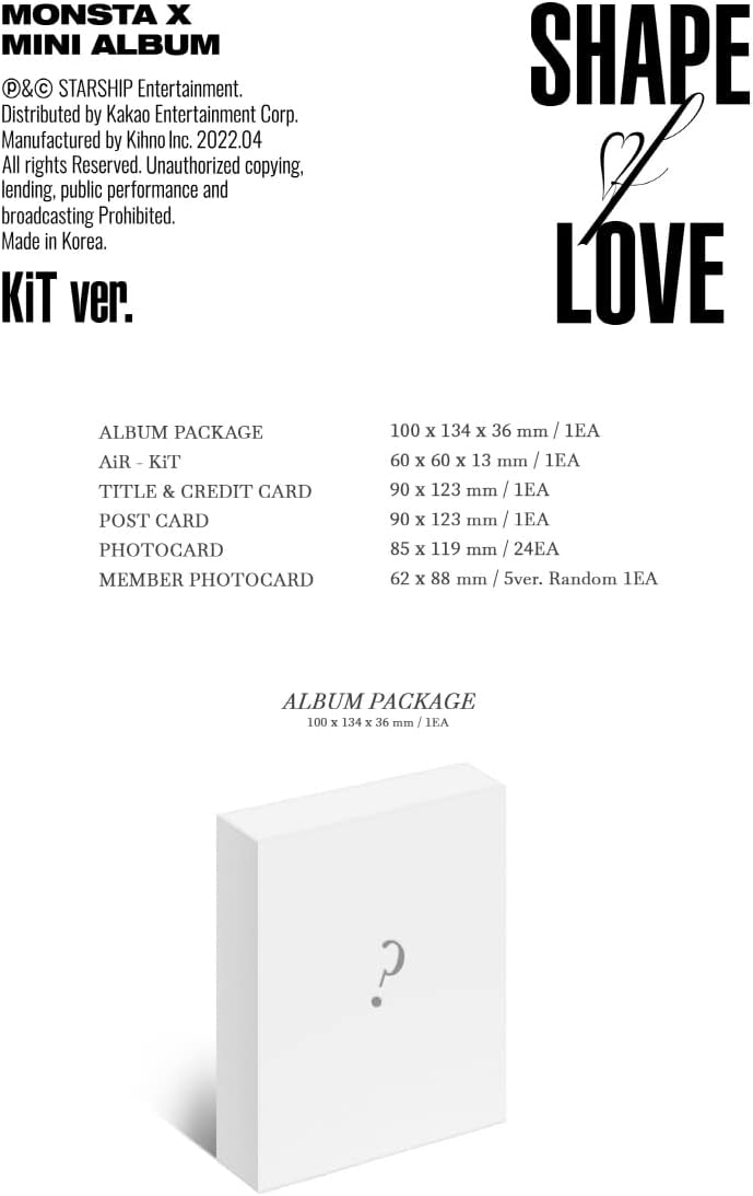 Monsta X SHAPE of LOVE 11th Mini Album Kit Version Contents+Tracking Sealed