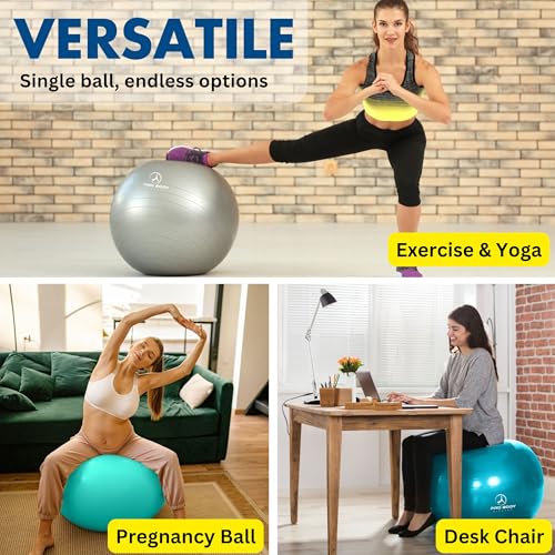 ProBody Pilates Yoga Ball - Exercise Balls, Various Sizes, for Stability, Pregnancy, Workout & Physical Therapy