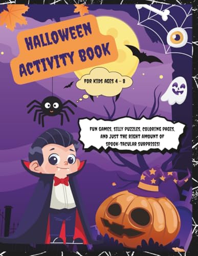 Halloween activity book for kids ages 4-8: Fun Halloween word search, alphabet learning and coloring book for kids ages 4–8! Packed with 160 pages of ... cute coloring fun. Big size, glossy cover! image 2