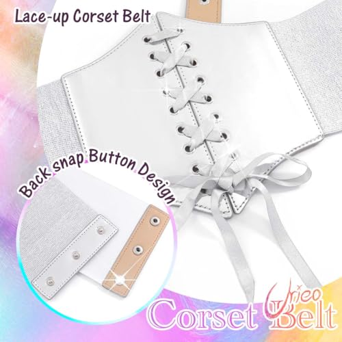 Urieo Stretchy Leather Corset Belt Elastic Black Waist Belts Wide Costume Waspie Belt for Women2