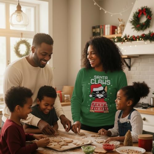 Tstars Santa Claws Cat and Flamingo Christmas Sweatshirt - Image 5
