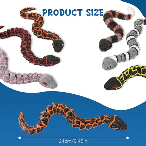 TXB3DOK 3D Printed Snake Toys 6 Pack, Articulated Multicolor Fidget Snakes for Kids, Flexible Desk Pet, Sensory Toy, Collectible Animal Figures, Birthday Gift, 3D Print Toys for Boys Girls - image 2