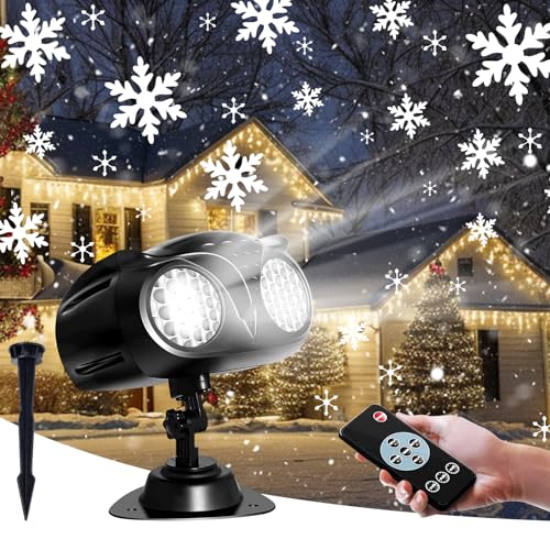 NAVAZIP Christmas Double-Headed Snowflake Projector Lights for Enchanting Outdoor Displays, IP65 HD Projector Lights Outdoor, Snowfall Projector Lights NAVAZIP Christmas Double-Headed Snowflake Projector Lights for Enchanting Outdoor Displays, IP65 HD Projector Lights Outdoor, Snowfall Projector Lights
