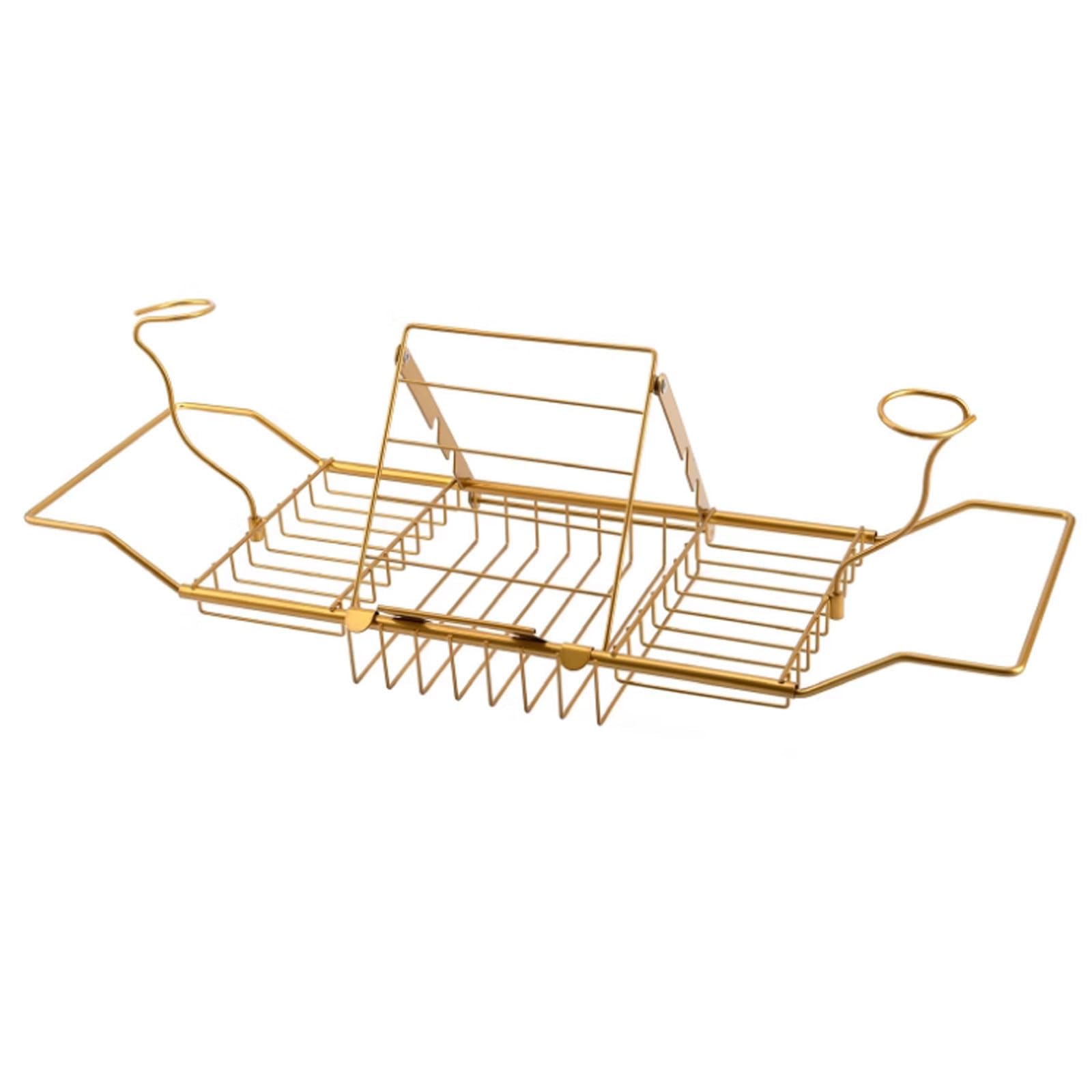 JKJZSALJ Extendable Bath Shelf Caddy - Sturdy Removable & Foldable Bathtub Rack For Shower & Bathroom Storage - Simple Design For Nized Bathing Experience