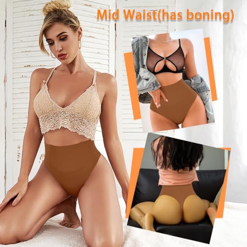 Image of Werena Tummy Control Thong Shapewear for Women Seamless Shaping Novelty Thong Panties Body Shaper Underwear