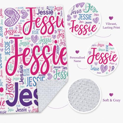 Image of Personalized Baby Blanket for Girls, Custom Nursery Blanket with Name, 30 x 40 Inch Soft Minky Blanket for Baby Toddlers, Newborn Print 02