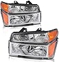 GOHATI Headlight Assembly Compatible with 2004-2012 Chevy Colorado/GMC Canyon Chrome Housing with Amber Reflector + Bumper Lights (Passenger and Driver Side)