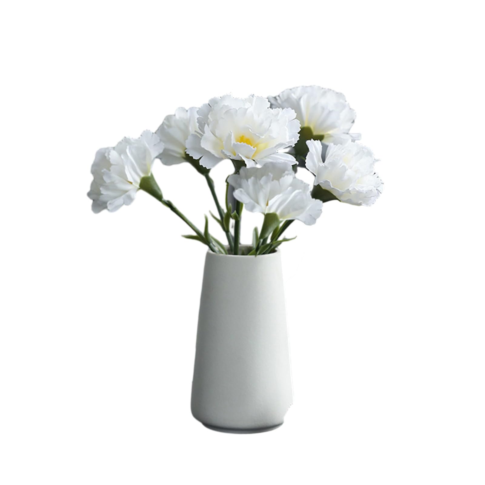 Fairnull White 6Pcs Artificial Flower Carnation Faux Silk Flower Realistic Carnation Flower Realistic No Watering Anti-Fade Fake Flower Diy Gift Mother Day Home Decor (White)