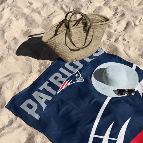 Image of Northwest NFL New England Patriots Microfiber Beach Towel, 30 x 60 Inches - Quick Dry, Sand Resistant, Lightweight, Highly Absorbent, Incisor Design