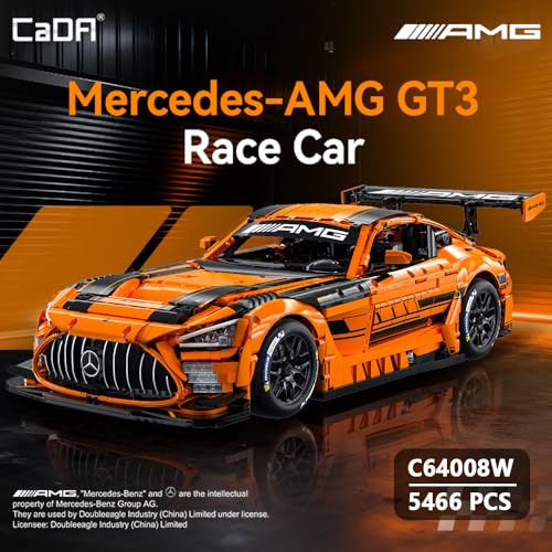 Image of CaDA Master C64008W Mercedes-AMG GT3 Building Set,1:8 Scale - 5466 PCS Officially Licensed Supercar Model, Large Race Car Building Blocks Kit for Adults & Teens