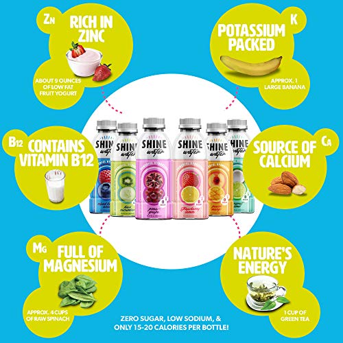 ShineWater Hydration Water, Flavored Drink, Antioxidant Beverage, Zero Sugar, Variety Pack of 12 Bottles