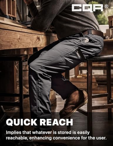 Image of CQR Men's Quick Dry Work Pants, Water Resistant Outdoor Tactical Pants, Lightweight Stretch Cargo Hiking Pants