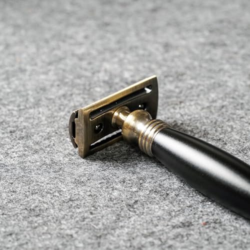 FREED-Bronze-Series-Double-Edge-Safety-RazorAluminum-alloy-material-with-10-Japanese-6cr13-Stainless-Steel-Bladeits-the-best-gift-for-men-fathers-or-birthday-Black