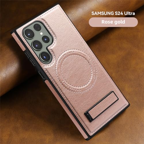 Image of Lunivop for Samsung Galaxy S24 Ultra Case 6.8 inch PU Leather Rose Gold