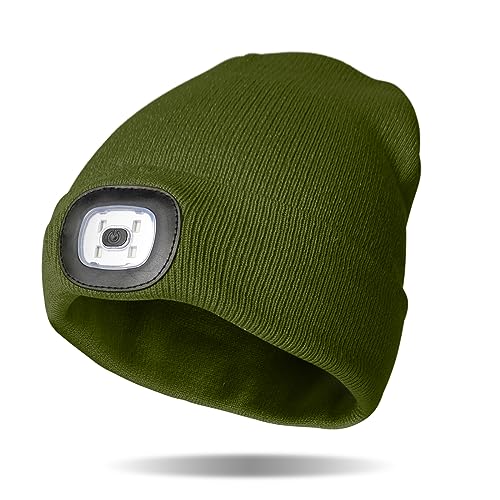 Night Scope Classic LED Rechargeable Knit Beanie Warm Head Light Hat Headlamp for Outdoor Activities...