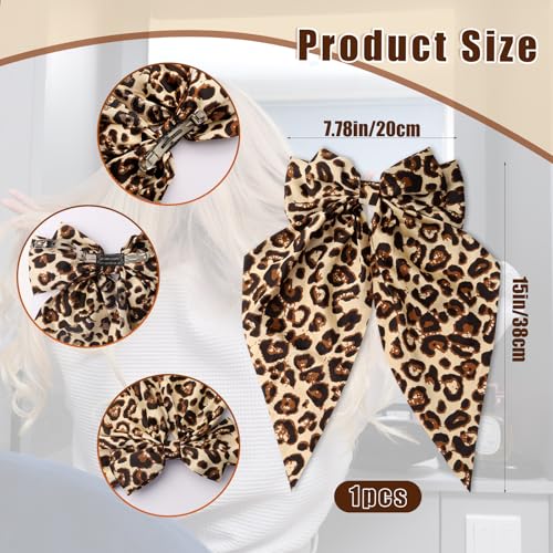 Lazo grande para cabello con estampado de leopardo miniatura 2