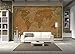 GREAT ART Large Photo Wallpaper – Historical World Map – Picture Decoration Globe Antique Vintage World Map Used Sepia Atlas Map Old School Image Decor Wall Mural (132.3x93.7in - 336x238cm)