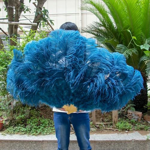 Abanico de plumas de avestruz rojas y esponjosas de 13 huesos para baile, venta al por mayor, 100 cm, 130 cm, grande, azul marino, 100 cm, 1 unidad