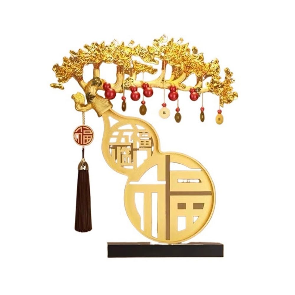 Gemstone Tree Tabletop Citrine Fortune Tree, Office Gourd Gemstone Ornaments, Living Room Feng Shui Decorations Crystal Decor