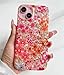 Qokey Compatible for iPhone 15 Case 6.1 inch,Cute Clear Flowers Design for Women Shell Pattern Soft Bumper Lightweight Slim Fit TPU Shockproof Phone Cover for iPhone 15,Pink Floral
