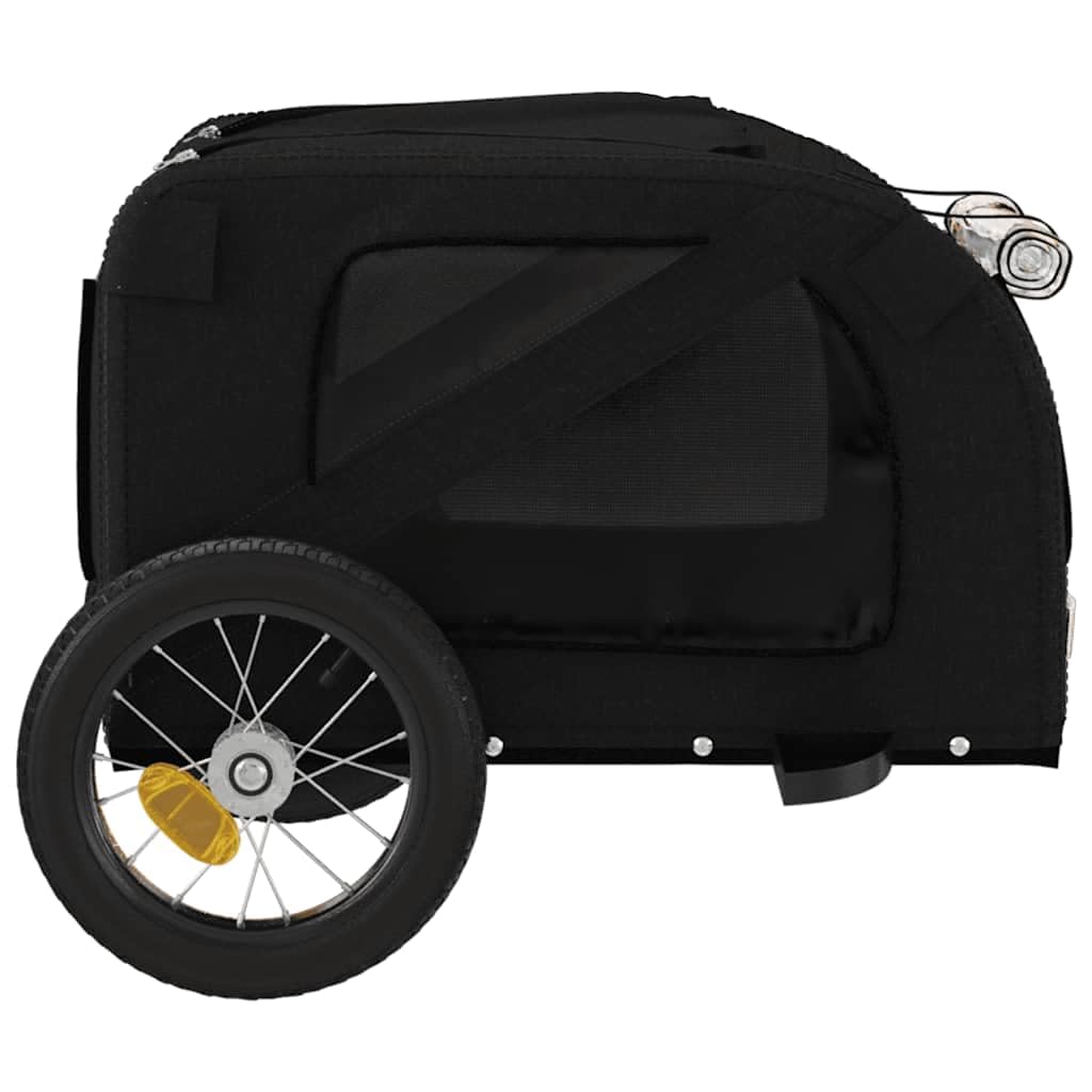 Fahrradanhänger für Hunde Katze Haustier, schwarz aus Oxford-Gewebe und Eisen, klappbar, faltbar, atmungsaktiv, mit Regenverdeck, 124 x 53 x 53 cm, bis 30 kg für Reise und Transport