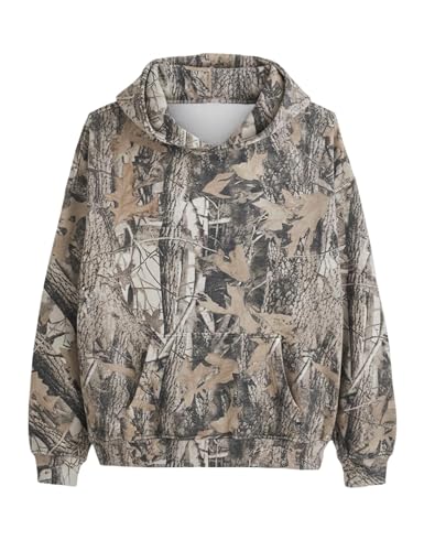 Image of Dsewpaur Camo Hoodie For Women Oversized Long Sleeve Drop Shoulder Fleece Hooded Sweatshirt Pullover With Pocket Outfits